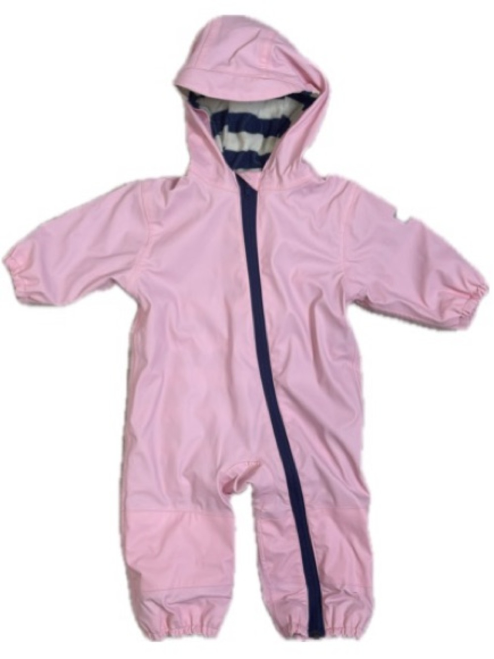 Hatley Baby Striped Terry Lined Rain Bundler Size 9-12 M Pink Hooded One Piece
